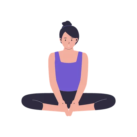 Girl showing bound angle kegel pose  Illustration