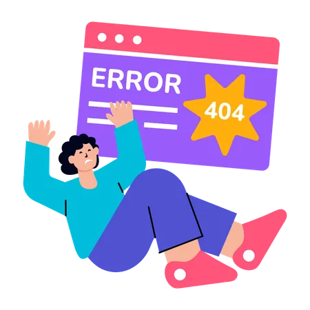 Girl showing browser crash  Illustration