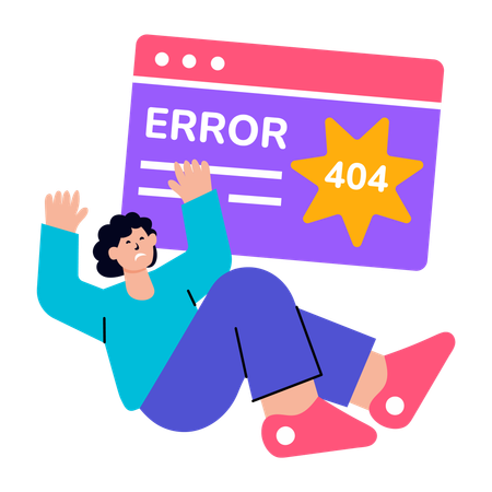 Girl showing browser crash  Illustration