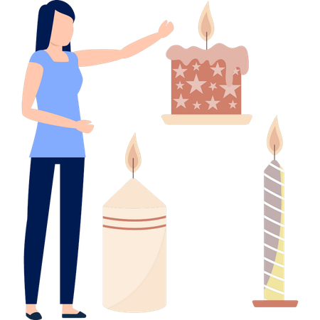 Girl showing burning candle  Illustration