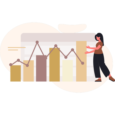 Girl showing business analysis  Illustration