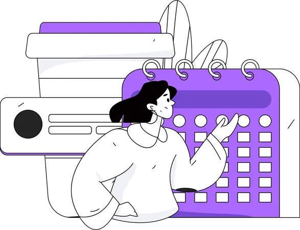 Girl showing business calendar  Illustration