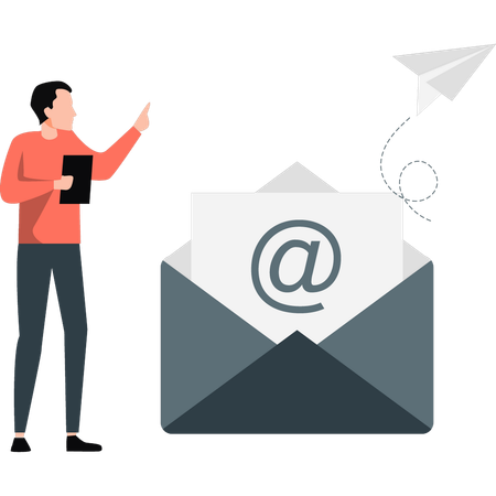 Girl showing business email  Illustration