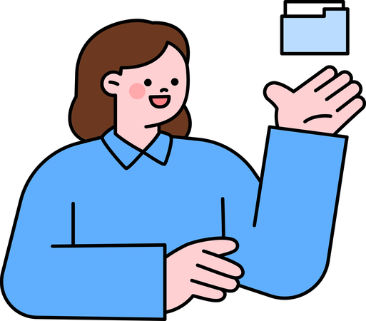 Girl showing business file folder  Illustration