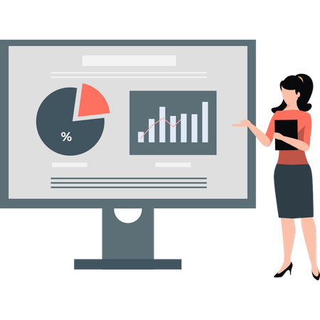 Girl showing business finance percentage  Illustration