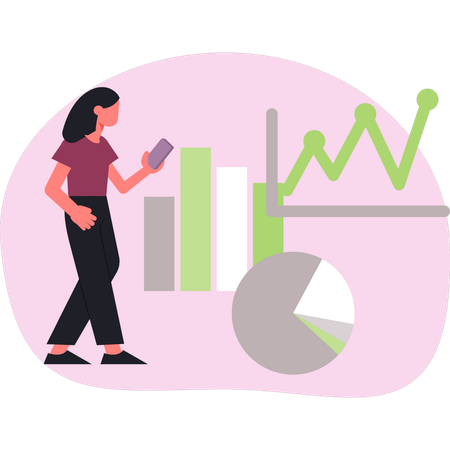 Girl showing business graph  Illustration