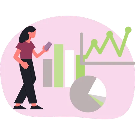 Girl showing business graph  Illustration