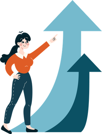 Girl showing business growth  Illustration