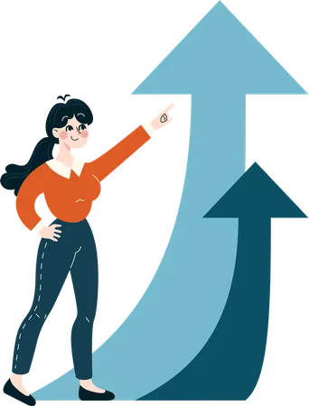 Girl showing business growth  Illustration