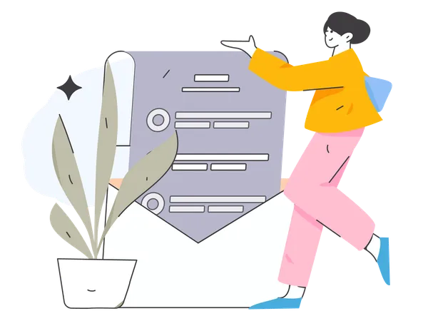 Girl showing business mail  Illustration