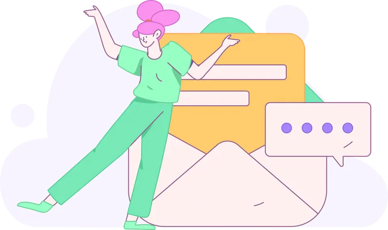 Girl showing business mail  Illustration