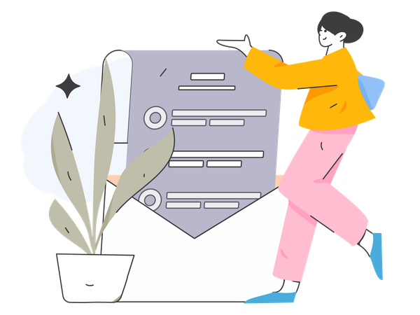 Girl showing business mail  Illustration