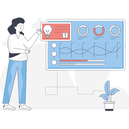 Girl Showing Business Management Chart  Illustration