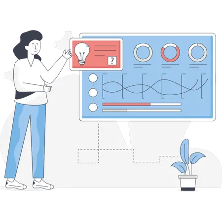 Girl Showing Business Management Chart  Illustration