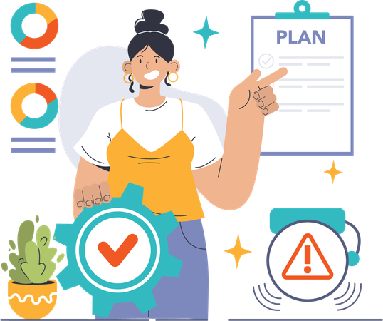 Girl showing business plan  Illustration