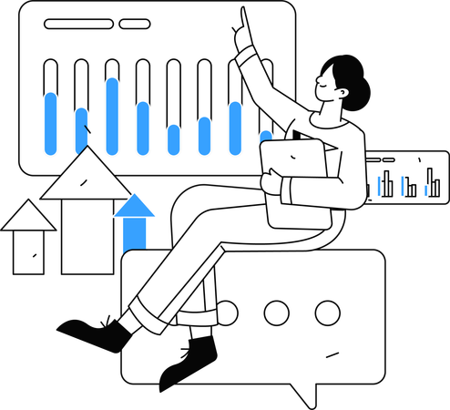 Girl showing business report  Illustration