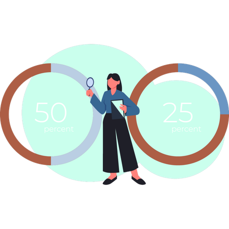 Girl showing business reputation measuring  Illustration