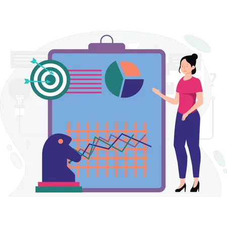 Girl showing business strategy  Illustration