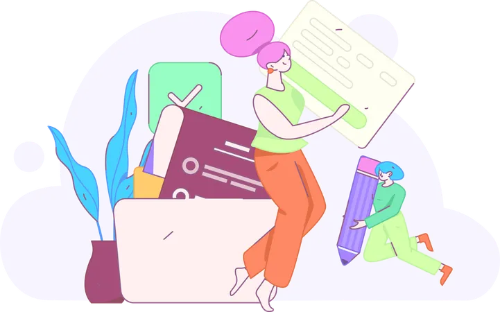 Girl showing business task list  Illustration