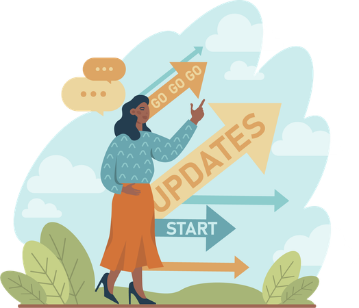 Girl showing business updates  Illustration