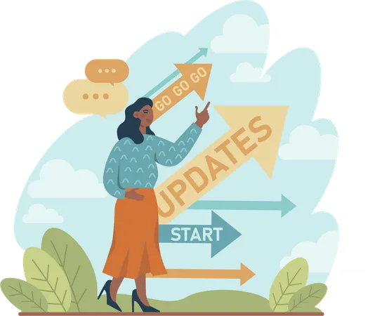 Girl showing business updates  Illustration