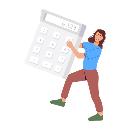 Girl showing calculation on calculator  Illustration