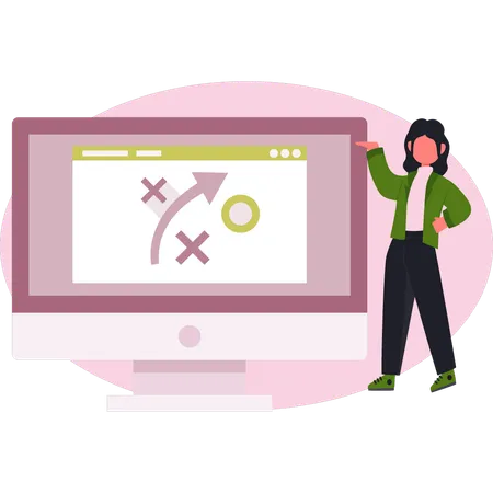 Girl showing calculator app on website  Illustration