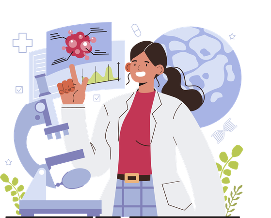 Girl showing cancer analysis report  Illustration