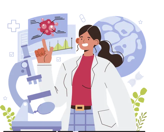 Girl showing cancer analysis report  イラスト