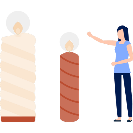 Girl showing candle glow  Illustration