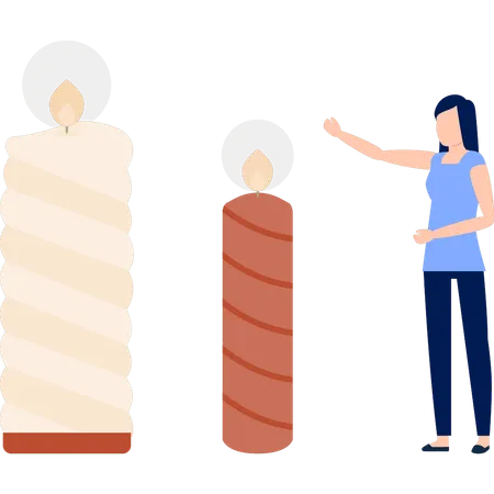 Girl showing candle glow  Illustration