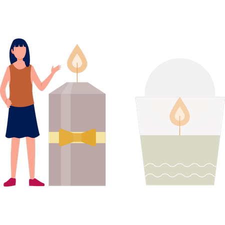 Girl showing candle  Illustration