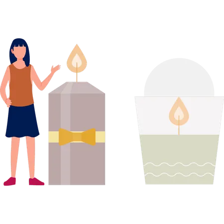 Girl showing candle  Illustration