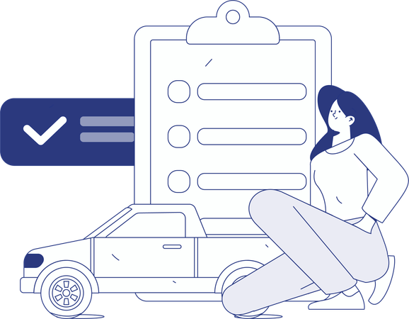 Girl showing car insurance policy  Illustration