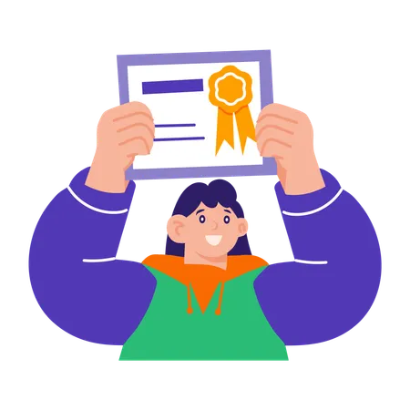 Girl showing certificate  Illustration