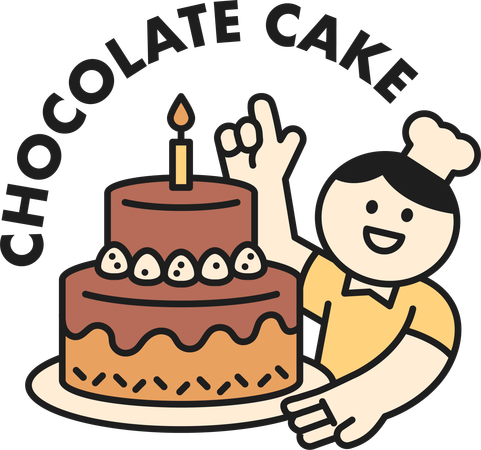 Girl showing chocolate cake  Illustration