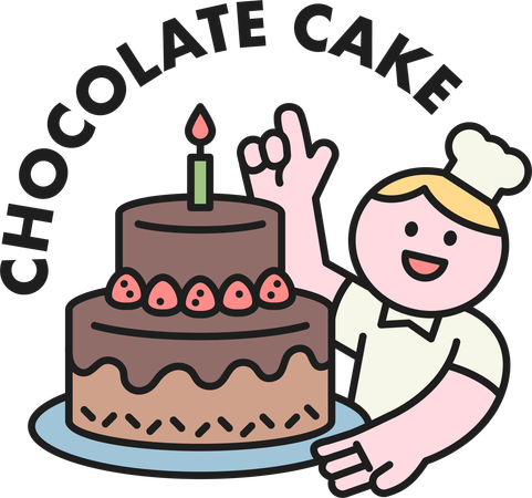 Girl showing chocolate cake  Illustration