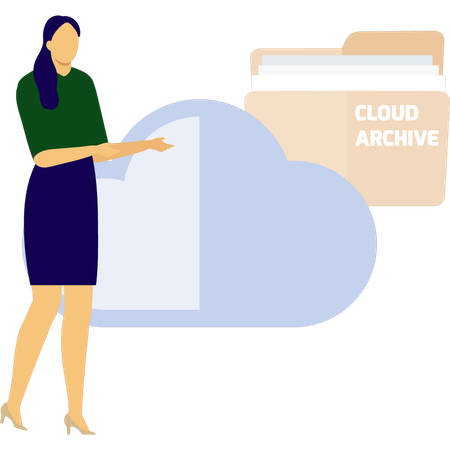 Girl showing cloud folder data  Illustration