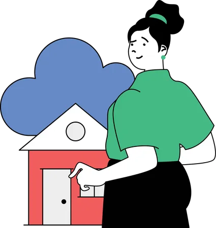 Girl showing cloud home network  Illustration