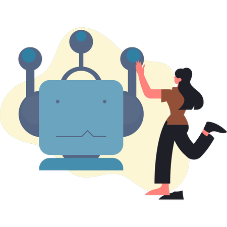 Girl showing cloud robot  Illustration