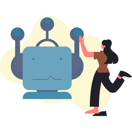 Girl showing cloud robot  Illustration