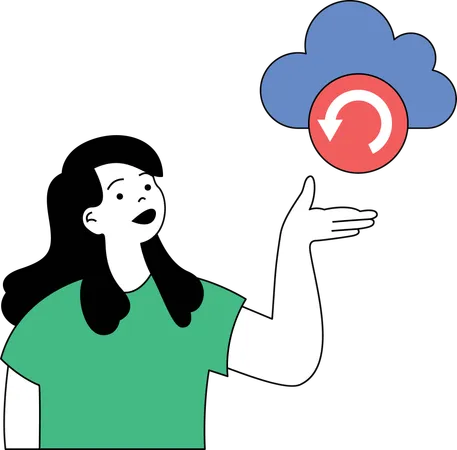 Girl showing cloud update  Illustration
