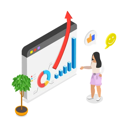 3 D Isometric Flat Vector Illustration Of Company Growth Development To Boost Performance Illustration