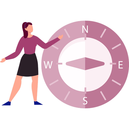 Girl showing compass  Illustration