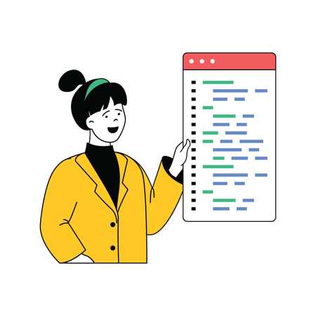 Girl showing contents on webpage  Illustration