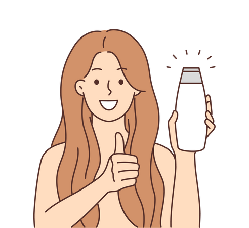 Girl showing cosmetic product  Illustration
