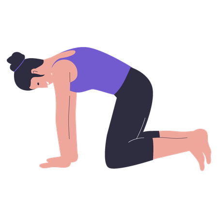 Girl showing cow yoga pose  Illustration