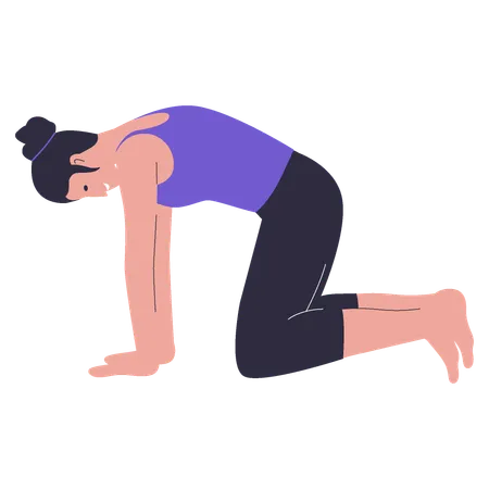 Girl showing cow yoga pose  Illustration