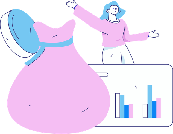 Girl showing credit dashboard  Illustration