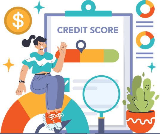 Girl showing credit score  Illustration